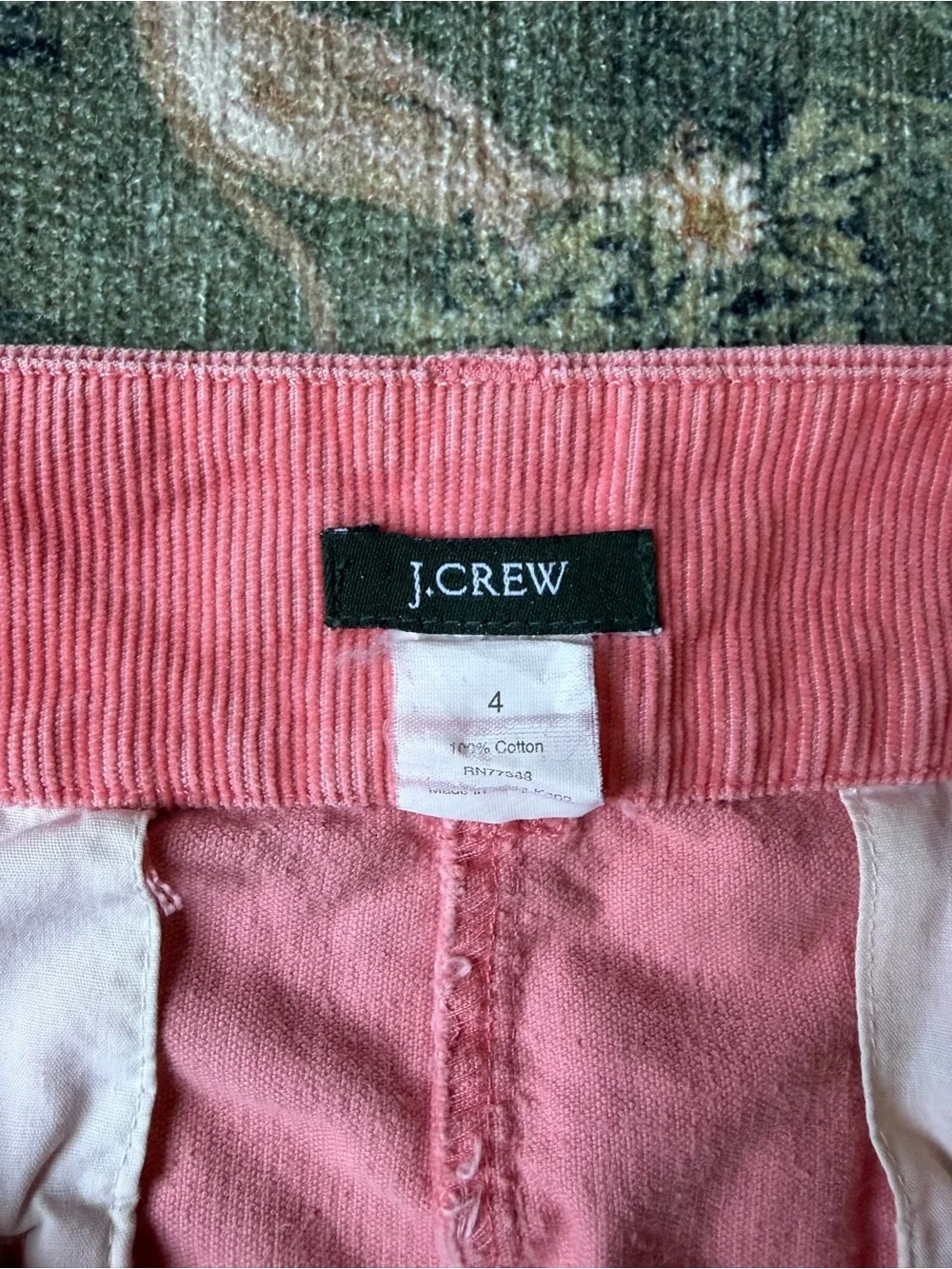 J. Crew Pink Corduroy Mini Skirt with Embroidered Geese, 100% Cotton